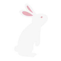 cute white rabbit flat vector illustration set
