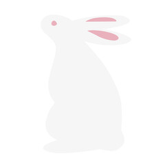 cute white rabbit flat vector illustration set