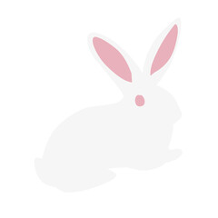 cute white rabbit flat vector illustration set
