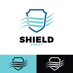 wave shield icon logo design template