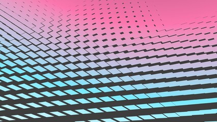 Pink to blue gradient zigzag texture in horizontal layers.