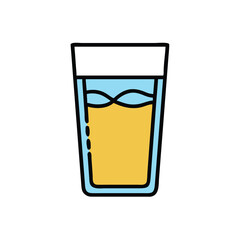 plain glass water juice on white background