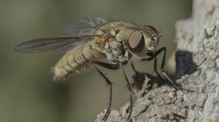 Closeup Of A Fly On A Tree Branch