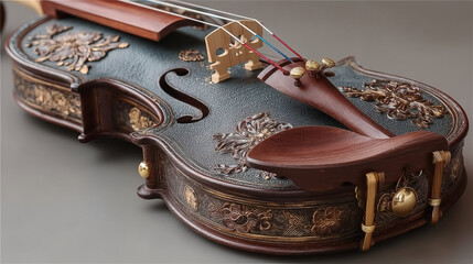 Obraz premium Exquisite Antique Violin with Intricate Craftsmanship and Details