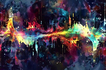 Fototapeta premium abstract colorful background with splashes and blots of watercolor paint. Generative AI