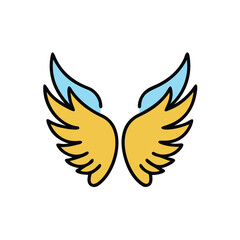 rounded wings pointed feathers on white background