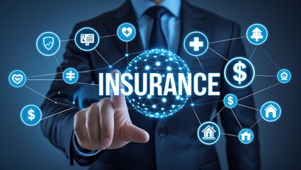 Obraz premium Digital Insurance Network and Comprehensive Coverage 