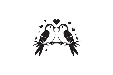 birds couple black illustration vector