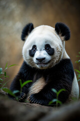 Fototapeta premium giant panda eating bamboo