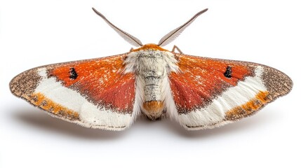 Colorful Moth with Vibrant Orange and White Patterns on Wings