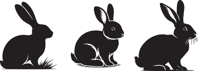 Rabbit silhouette vector art icon isolated on white, vector illustration