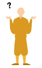 Simple illustration of a buddhist monk questioning