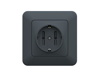 Black electric socket. Standard outlet 220 volt. Isolated on a transparent background. 3d illustration. - obrazy, fototapety, plakaty