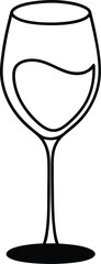 Single outline drawing of a wine glass 
