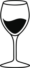 Single line drawing of a wine glass 