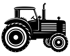 Tractor vector silhouette illustration isolated on white background