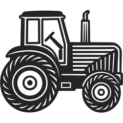 Tractor vector silhouette illustration isolated on white background
