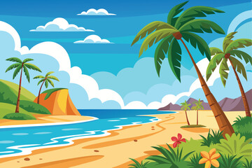 Blue Ocean Beach Vector