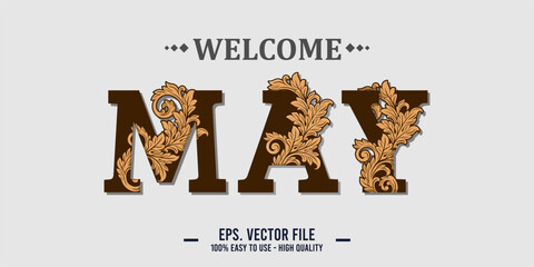 Welcome April Art typography design vector, retro vintage style.	