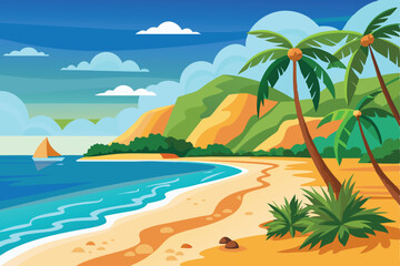 Obraz premium Blue Ocean Beach Vector
