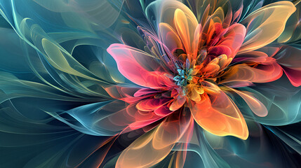 Abstract Colorful Flower Design, Vibrant mixture of summer garden flowers, Generative AI 