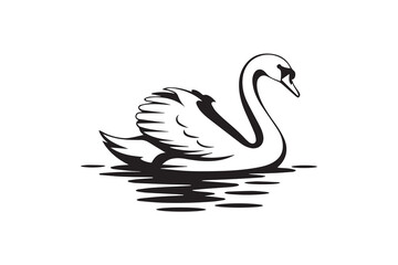 swan bird black illustration vector