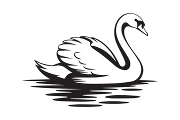 swan bird black illustration vector