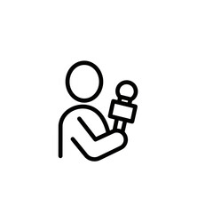 Journalist holding a microphone in a minimalistic style  