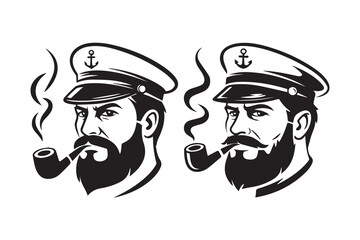 sailor captain black illustration vector