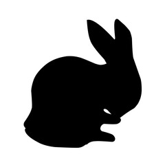 A graphic illustration of isolated silhouettes of rabbits