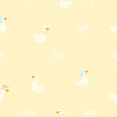 seamless pattern with cute birds yellow background