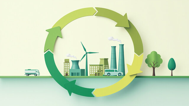 sustainable economic growth strategy recourses reuse reduce climate impact esg green energy industry concept vector