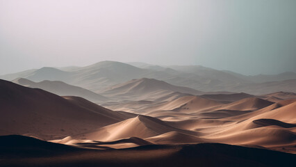 Breaking dawn over serene dunes nature photography landscape with copy space