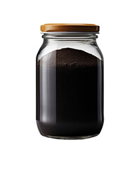 Small Glass Jar Filled with Vibrant Black Tea Powder

