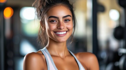Fototapeta premium Fitness Woman Smiling in Gym