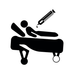Medical patient treatment icon.