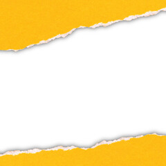 yellow paper torn edge shadow is on transparent background for text or ad.