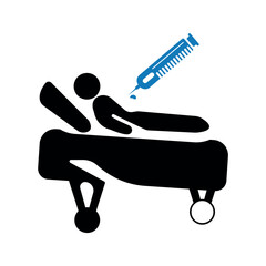 Medical patient treatment icon.