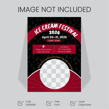 ice cream festival flyer design template