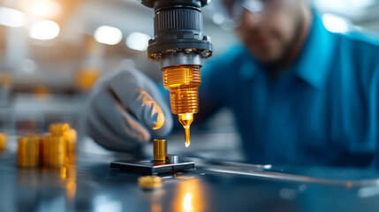 Futuristic pet preform production process in advanced manufacturing facility high-tech environment close-up viewpoint