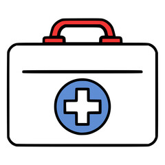 Obraz premium first aid kit medical supplies flat color vector illustration template design