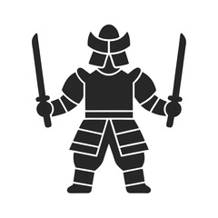 Obraz premium samurai icon vector silhouette illustration isolated on white background