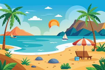 Obraz premium Caribbean Beach Vector Art