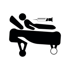 Medical patient treatment icon.