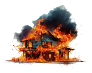  Burning House Engulfed in Flames - Gorgias-Style Render