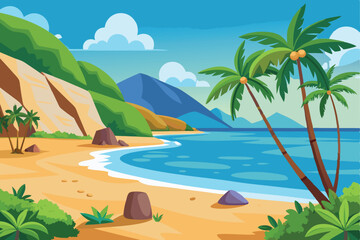 Obraz premium Caribbean Beach Vector Art