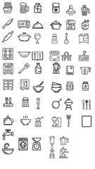 icons set of cooking utensils in the kitchen