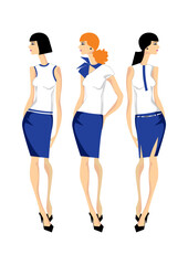 Fototapeta premium Girls in special uniform. Vector illustration.