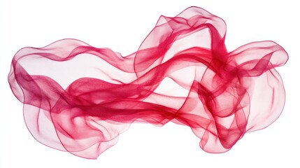 Crimson sheer fabric drapes gracefully against a white background.