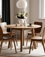 round dining table design, home dining area, modern home decor, versatile dining table, small dining room, round table setting, cozy home decor, elegant home design, spacious dining area, round kitche
